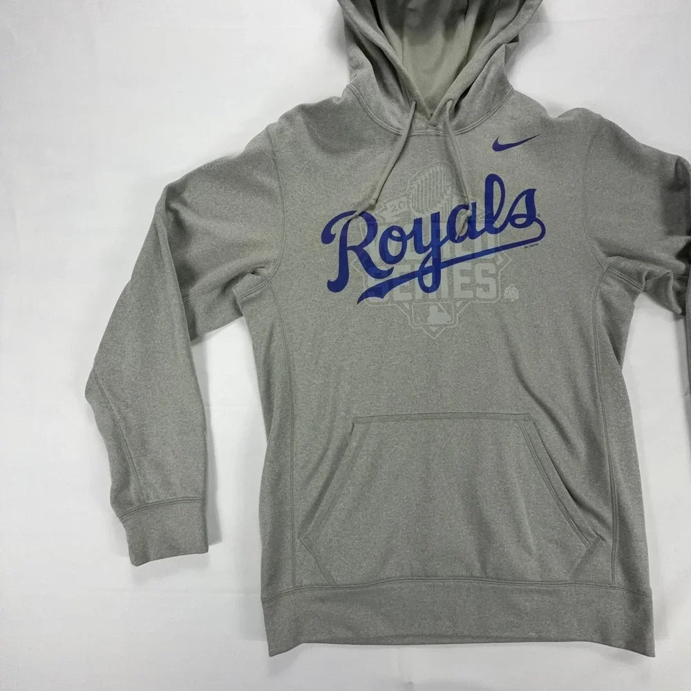 Nike Kansas City Royals World Series Hoodie Gray Therma-FIT Mens Small‎